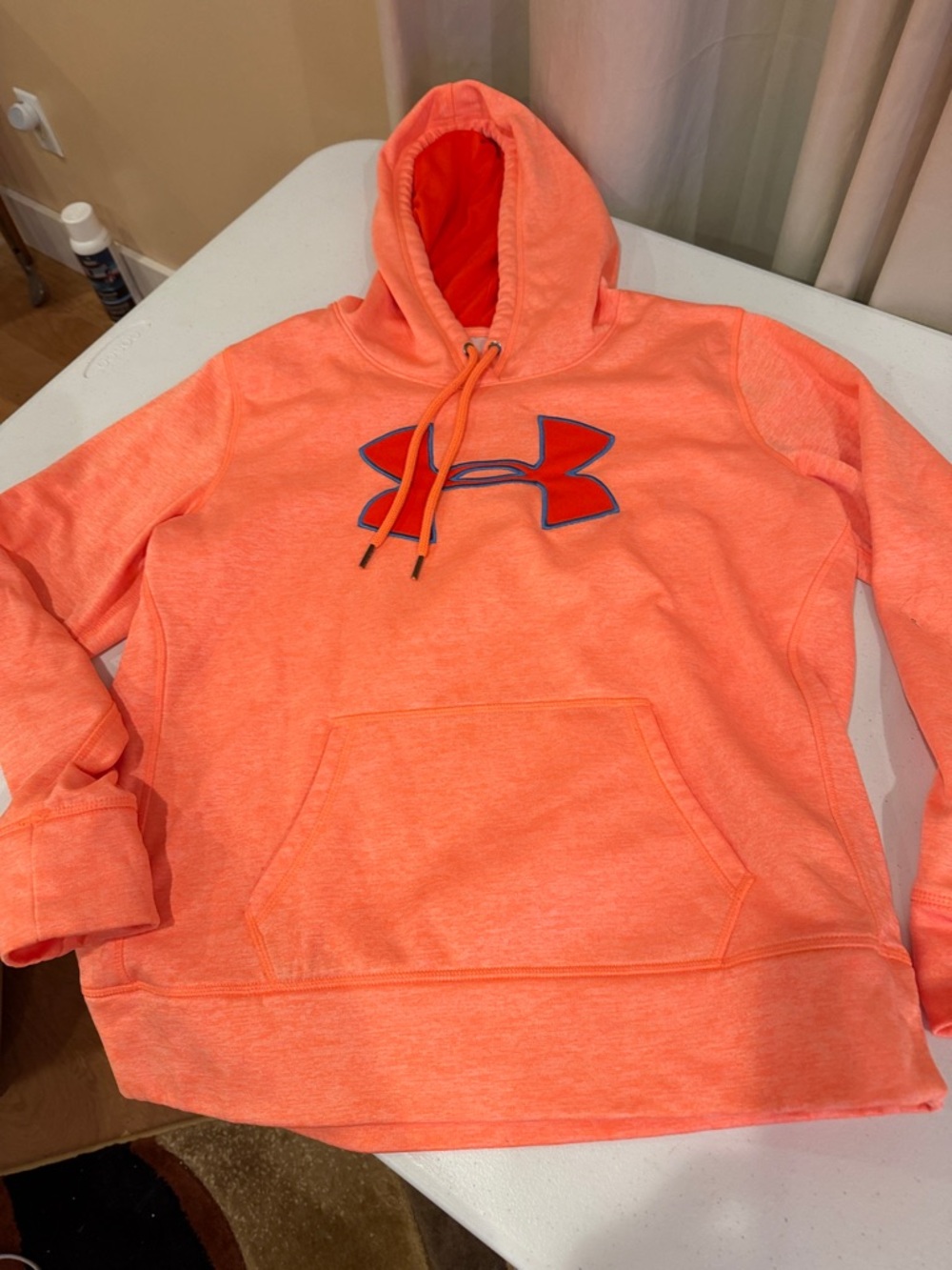 Bundle (3) Under Armour Girls' Hooded Pullover - Aqua, Coral & Gray size Large - Picture 3 of 4